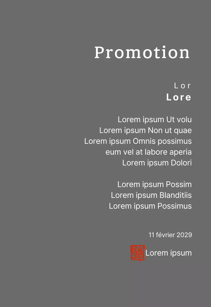 Plaque de félicitations pour une promotion dans une police serif de grande classe