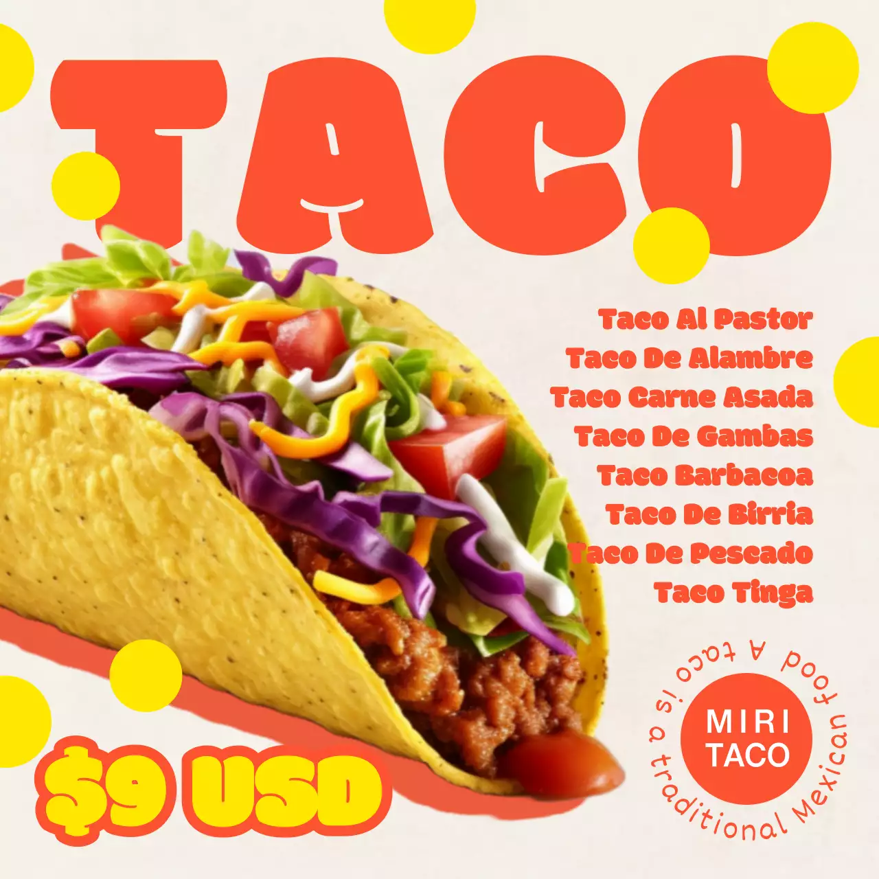 Orange Pop Taco Promotion Social Media Post