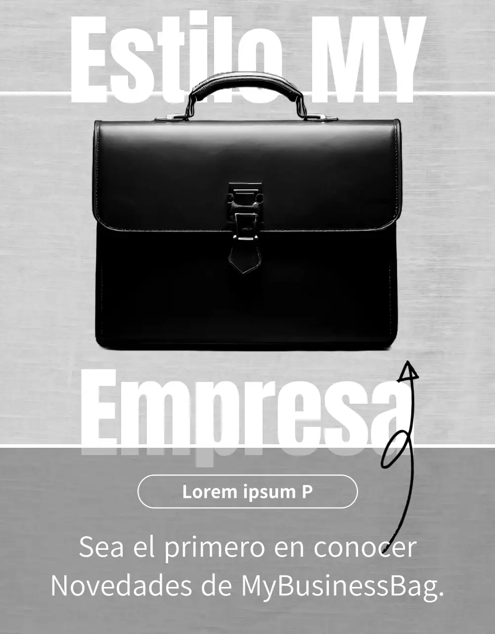 Anuncio de bolso minimalista en blanco y negro