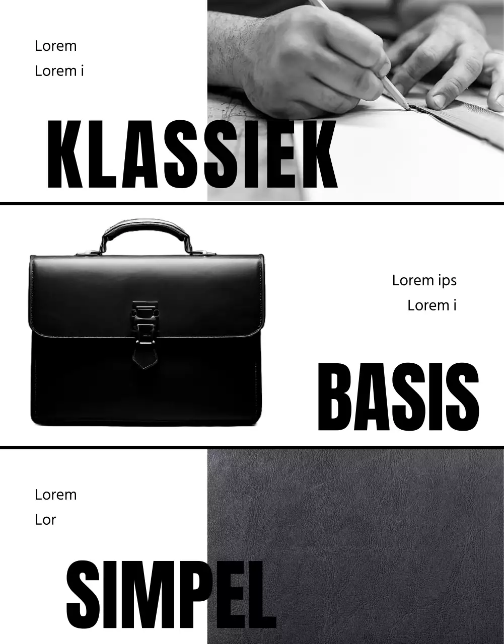 Minimalistische tassenreclame in zwart-wit