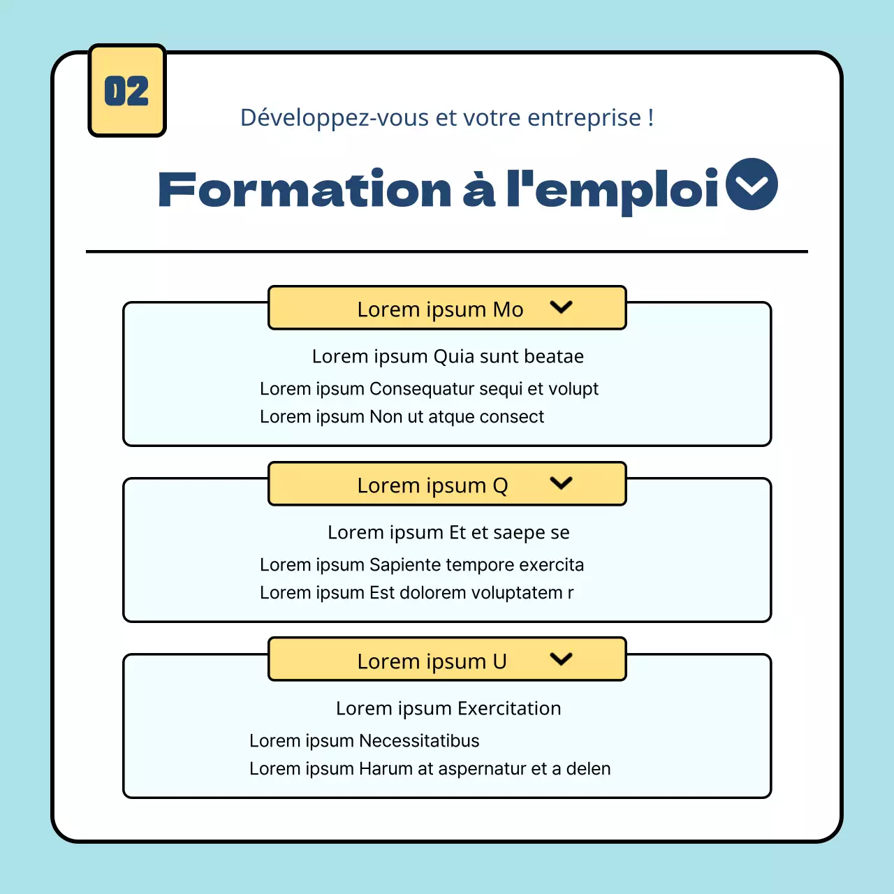 Un guide pour des programmes simples de formation en entreprise en bleu clair et jaune