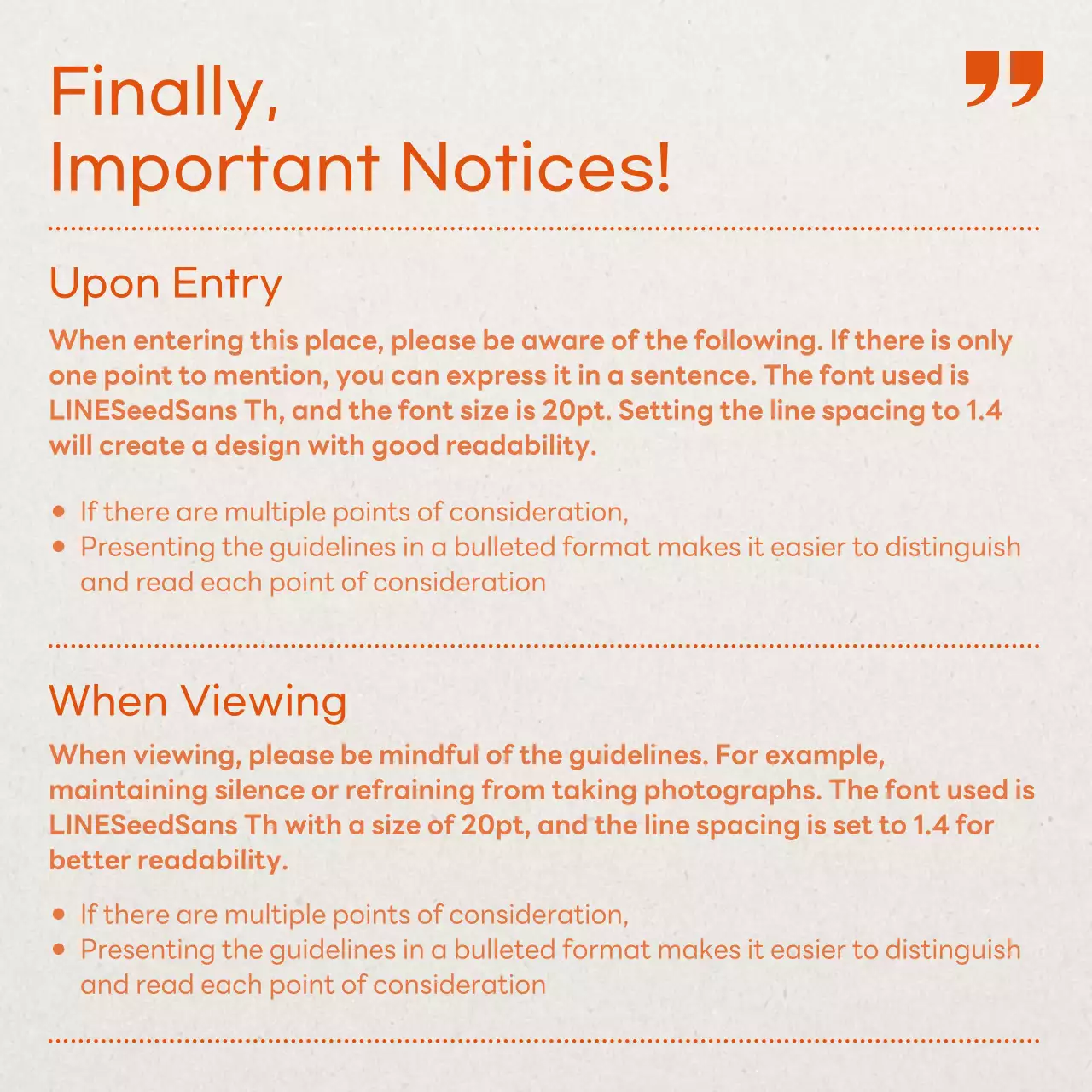 Orange Minimal Center Guide Instagram Carousel