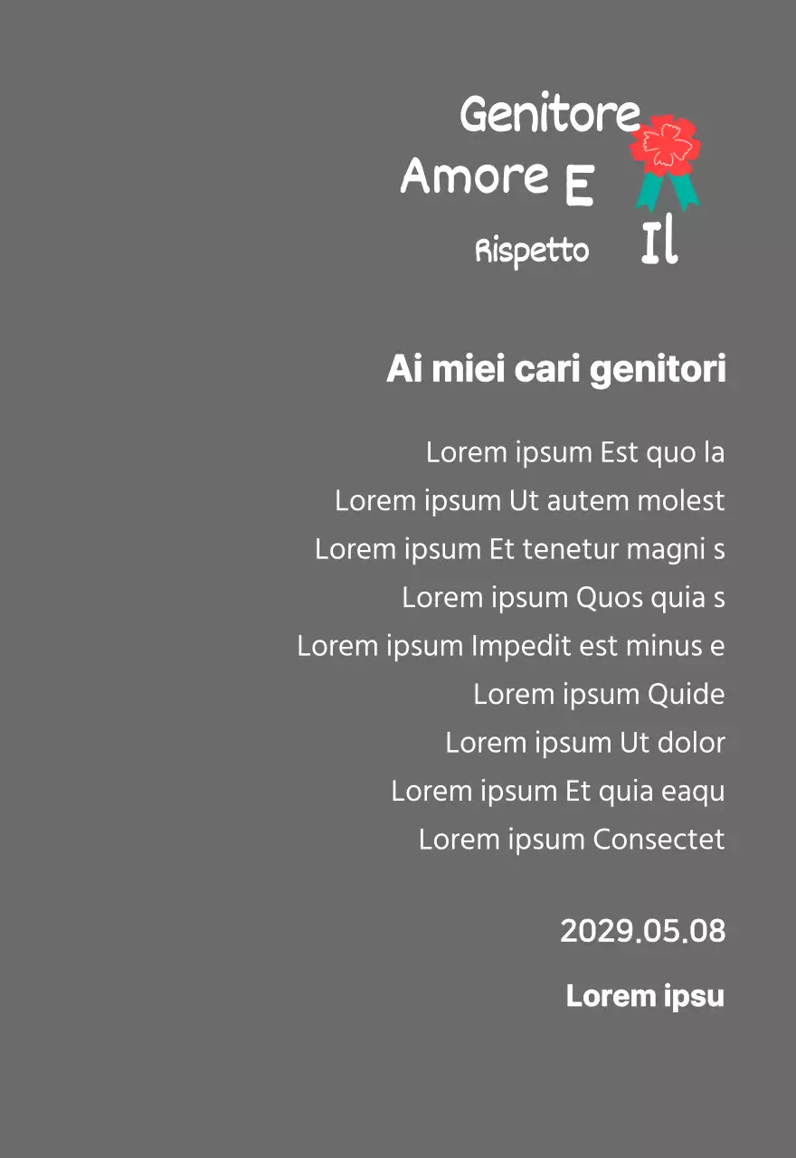 Calligrafia per la festa della mamma con illustrazione di garofano rosso