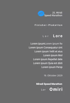 Marathon-Konzept Finisher-Plakette mit einfachem Logo