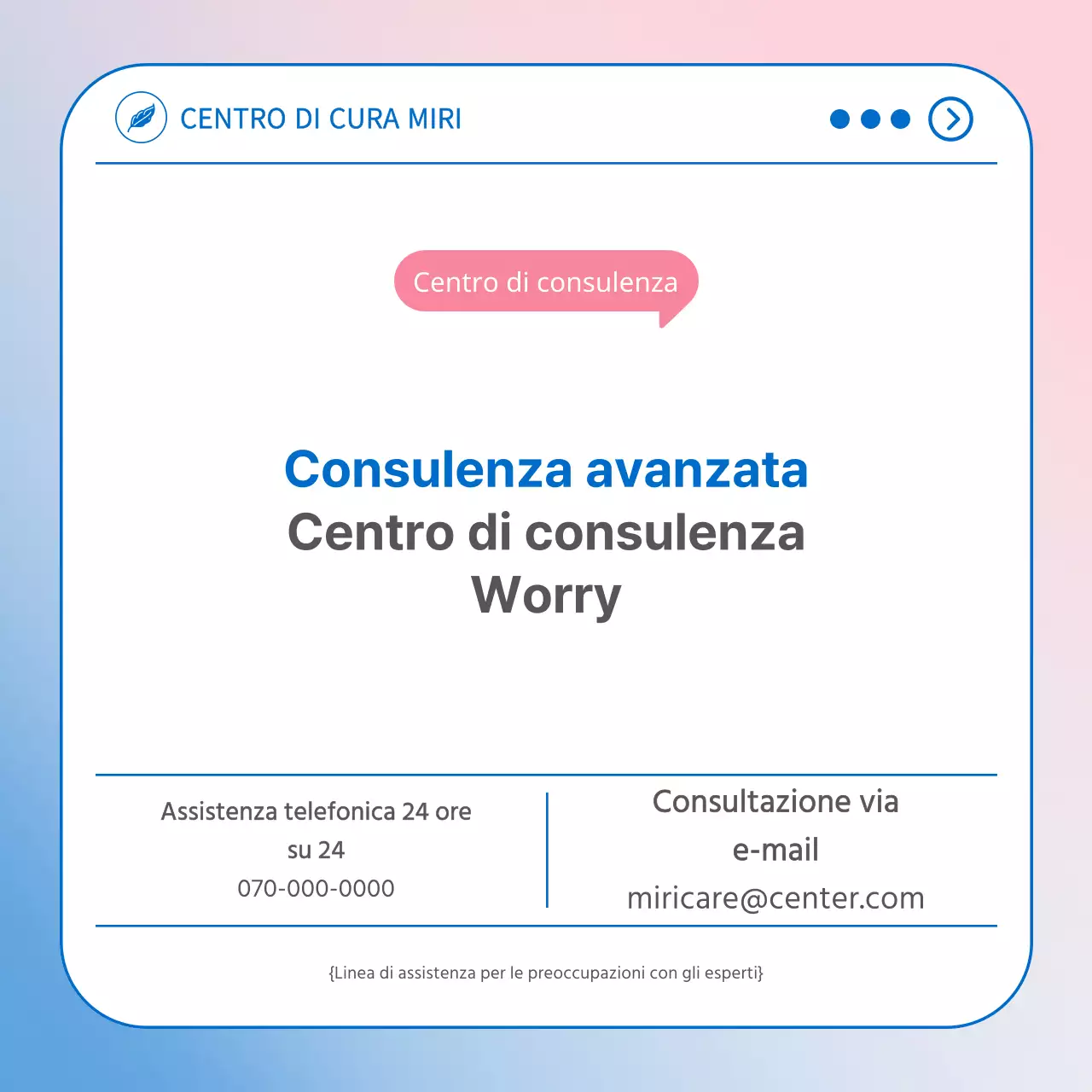 Una semplice guida azzurra e rosa alla linea telefonica di assistenza