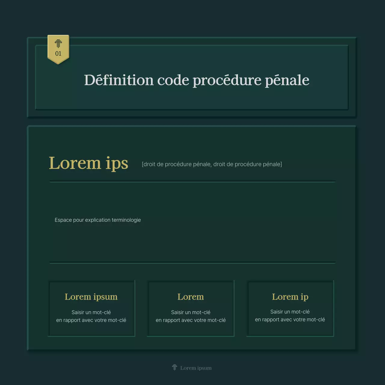 Profil simple d'un cabinet juridique en vert et jaune