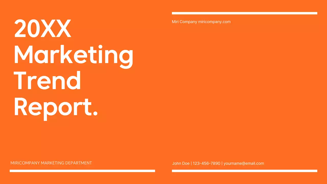 Orange Modern Marketing Report Presentation