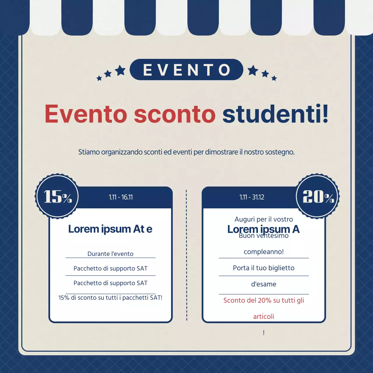 Promuovete un evento di cheerleading per i SATs in blu navy e retrò