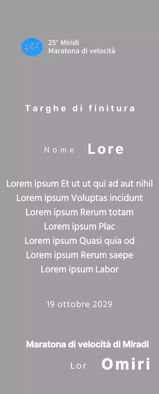 Targa per il finisher del concetto di maratona con logo semplice