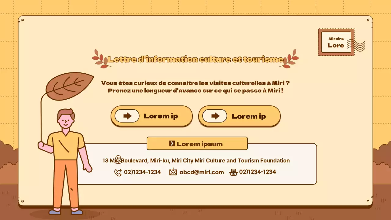 Un bulletin d'information simple, jaune et marron, sur le tourisme culturel