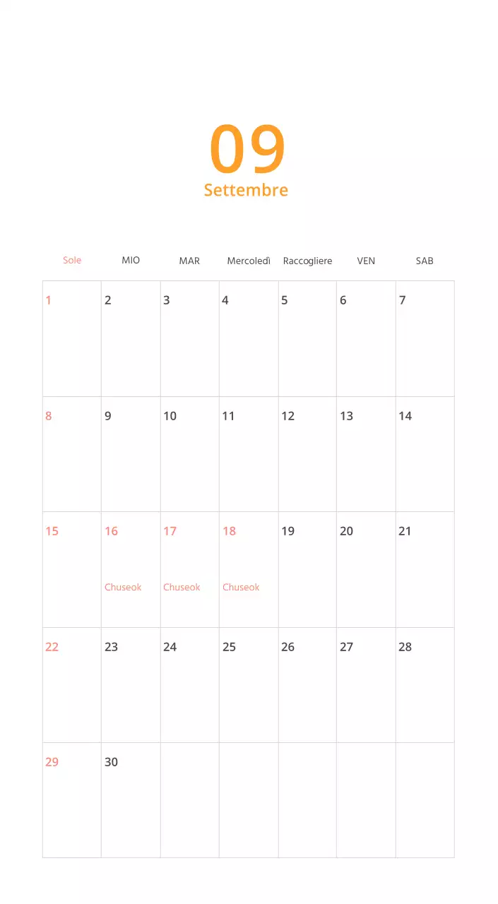 Calendario illustrato multicolore