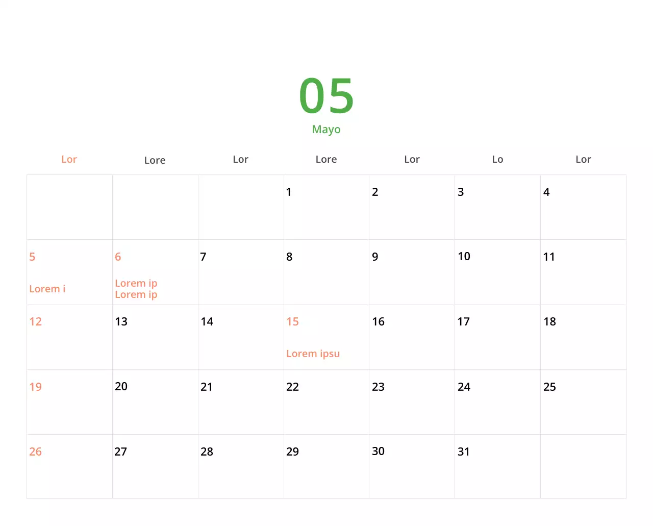 Bonito calendario de sobremesa ilustrado de temática familiar en color verde