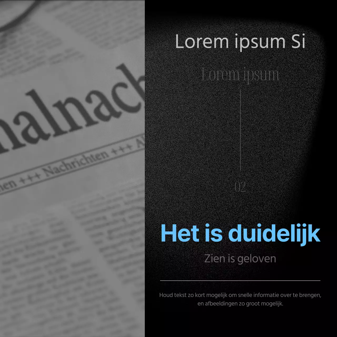 Een moderne zakelijke post in zwart en lichtblauw