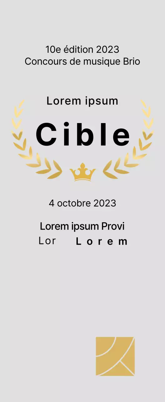 Plaque du lauréat du concept de concours avec illustration de lignes de laurier et de couronne