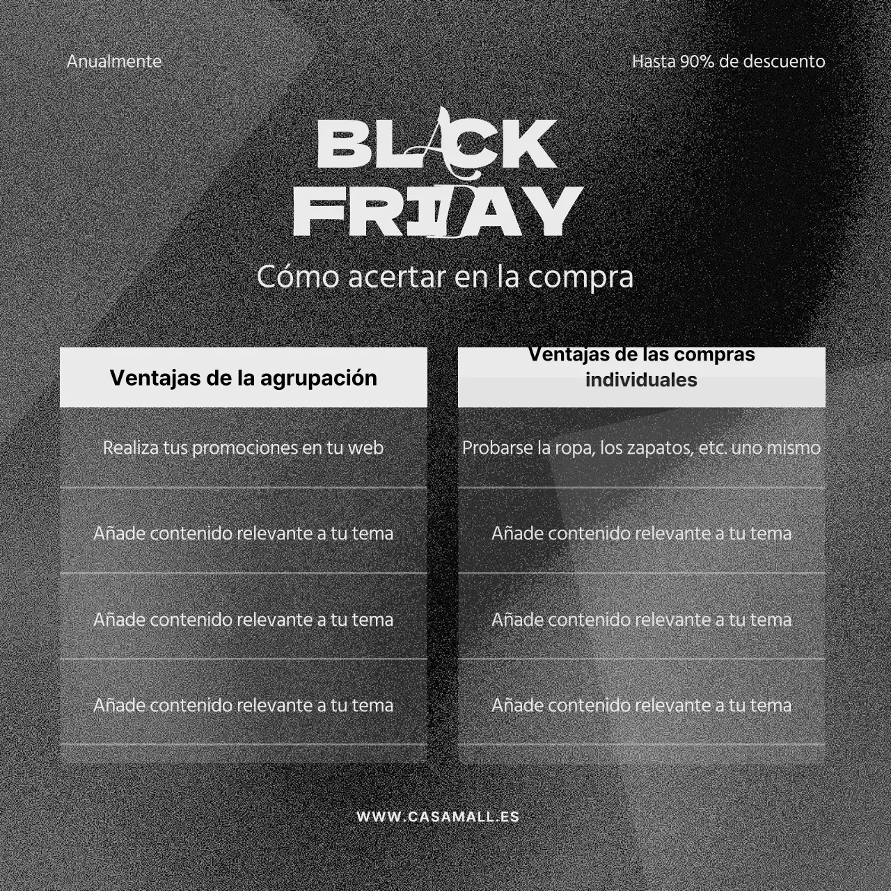 Promueva un Black Friday minimalista en negro y gris