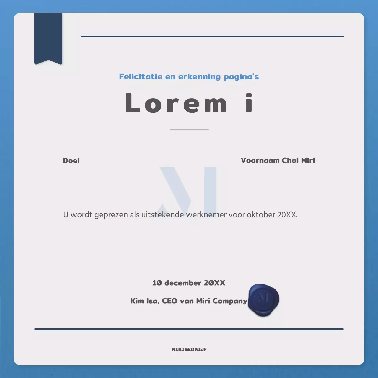 Een eenvoudige brief in blauw en marineblauw nieuwsbriefpost