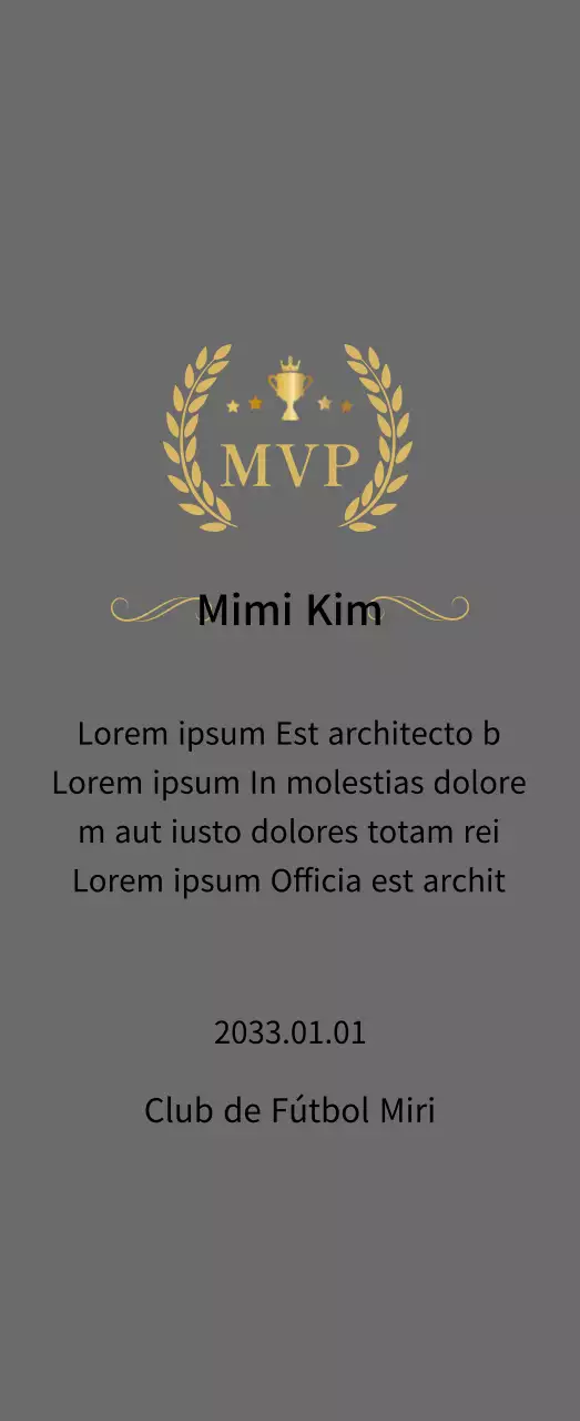 Placa del campeonato con laureles dorados y trofeo