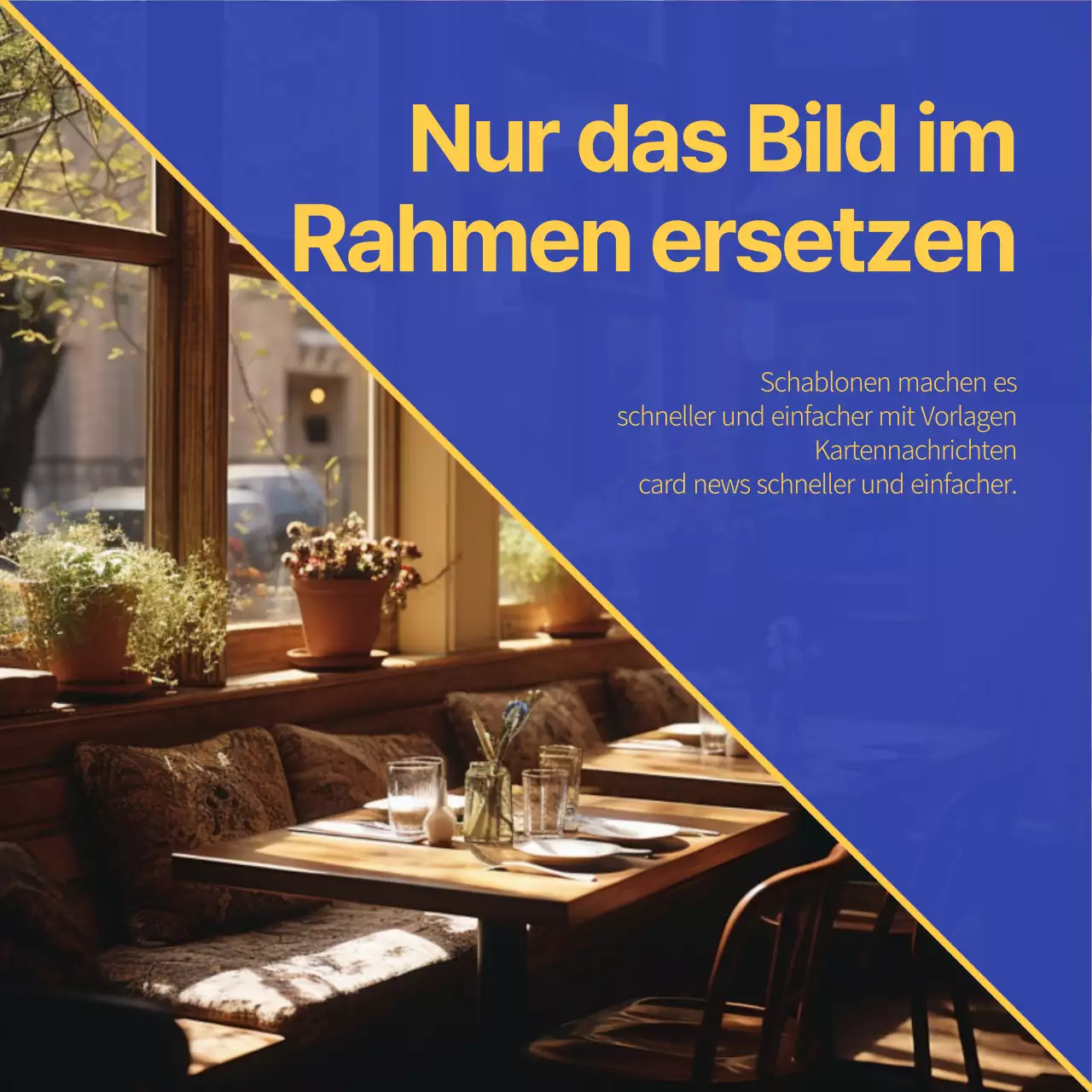 Eine einfache blau-gelbe Anzeige für einen Marketing-Leitfaden