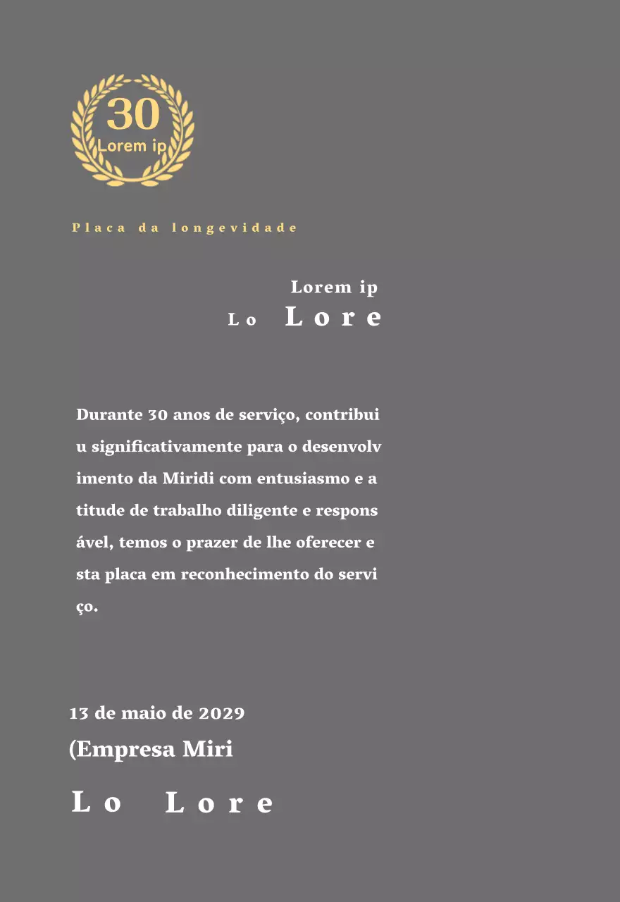 Placa de serviço longo empresarial com conceito de símbolo de louro
