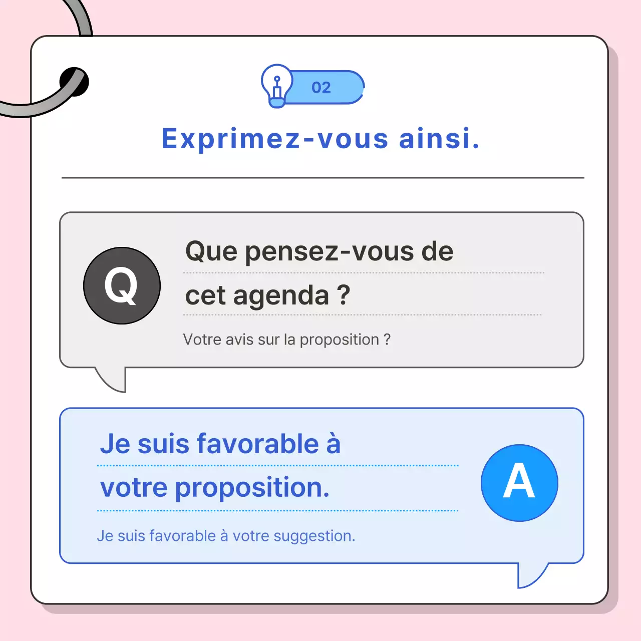 Promouvoir les conversations en anglais des affaires grâce à une palette de couleurs rose et bleue