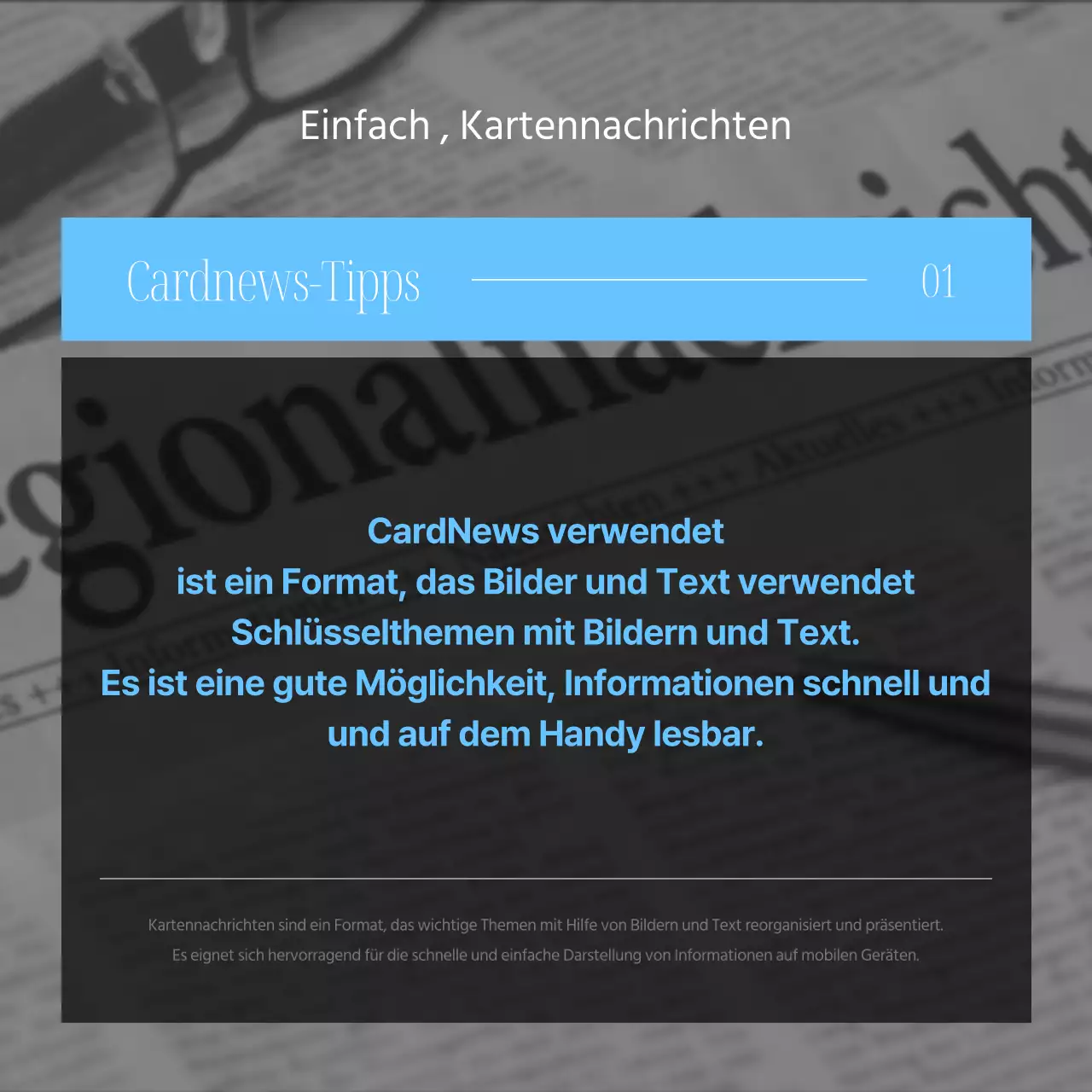 Eine moderne Geschäftspost in Schwarz und Hellblau