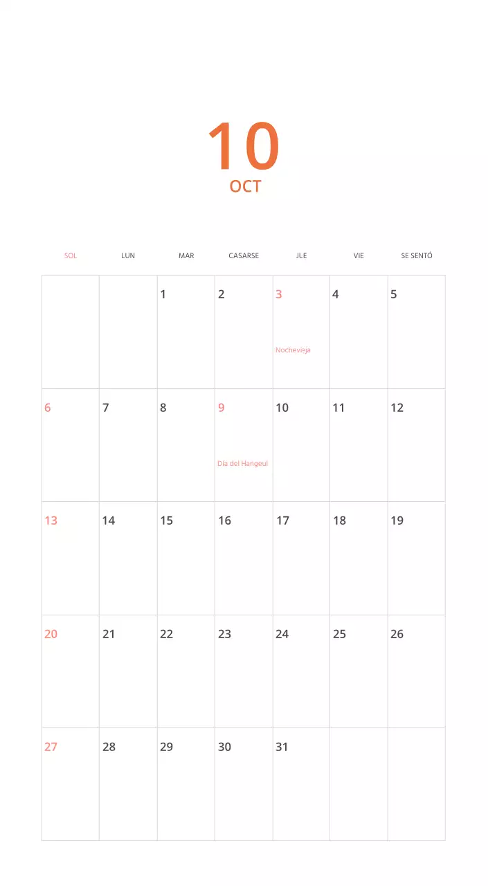 Calendario ilustrado multicolor