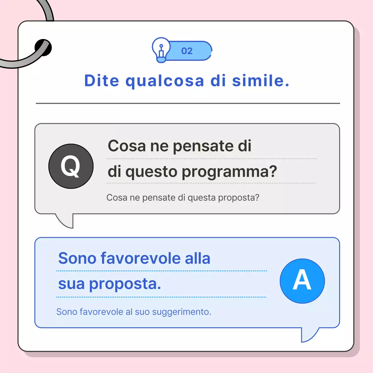 Promuovete le conversazioni in inglese commerciale con una combinazione di colori rosa e blu.