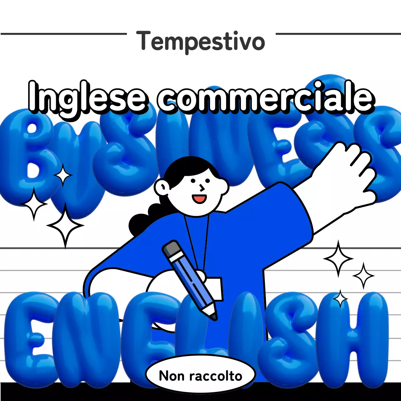 Messaggi in inglese business kitsch in blu e bianco e nero
