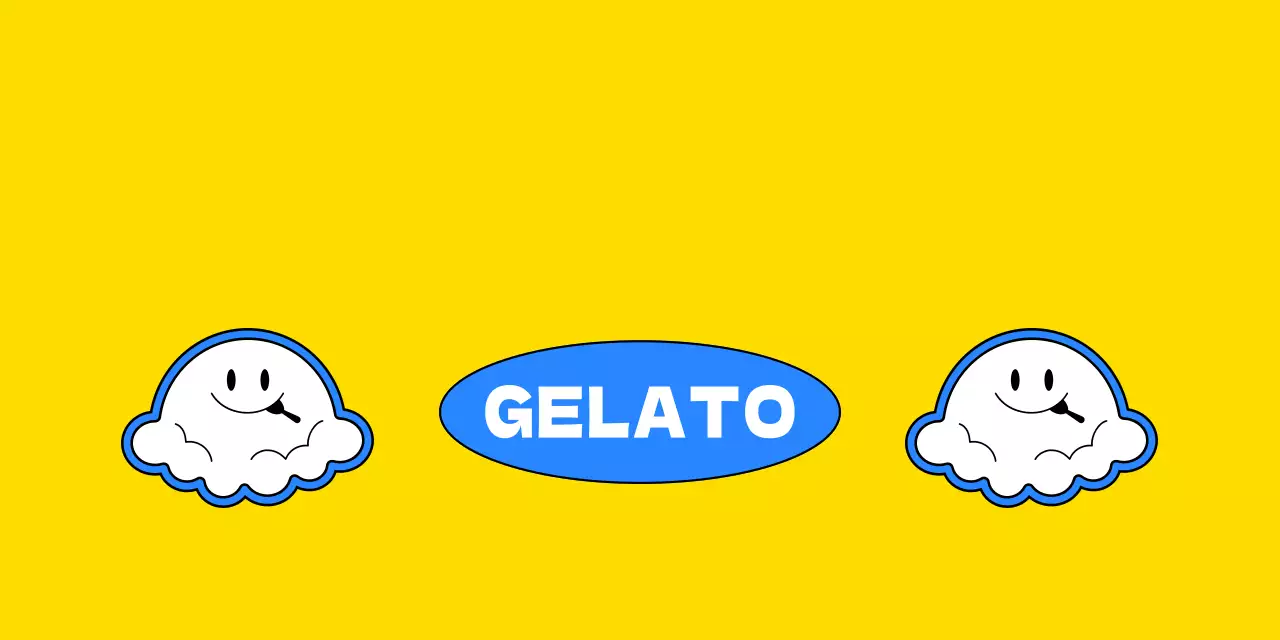 Etichetta di intestazione del merchandising a marchio gelato giallo e blu