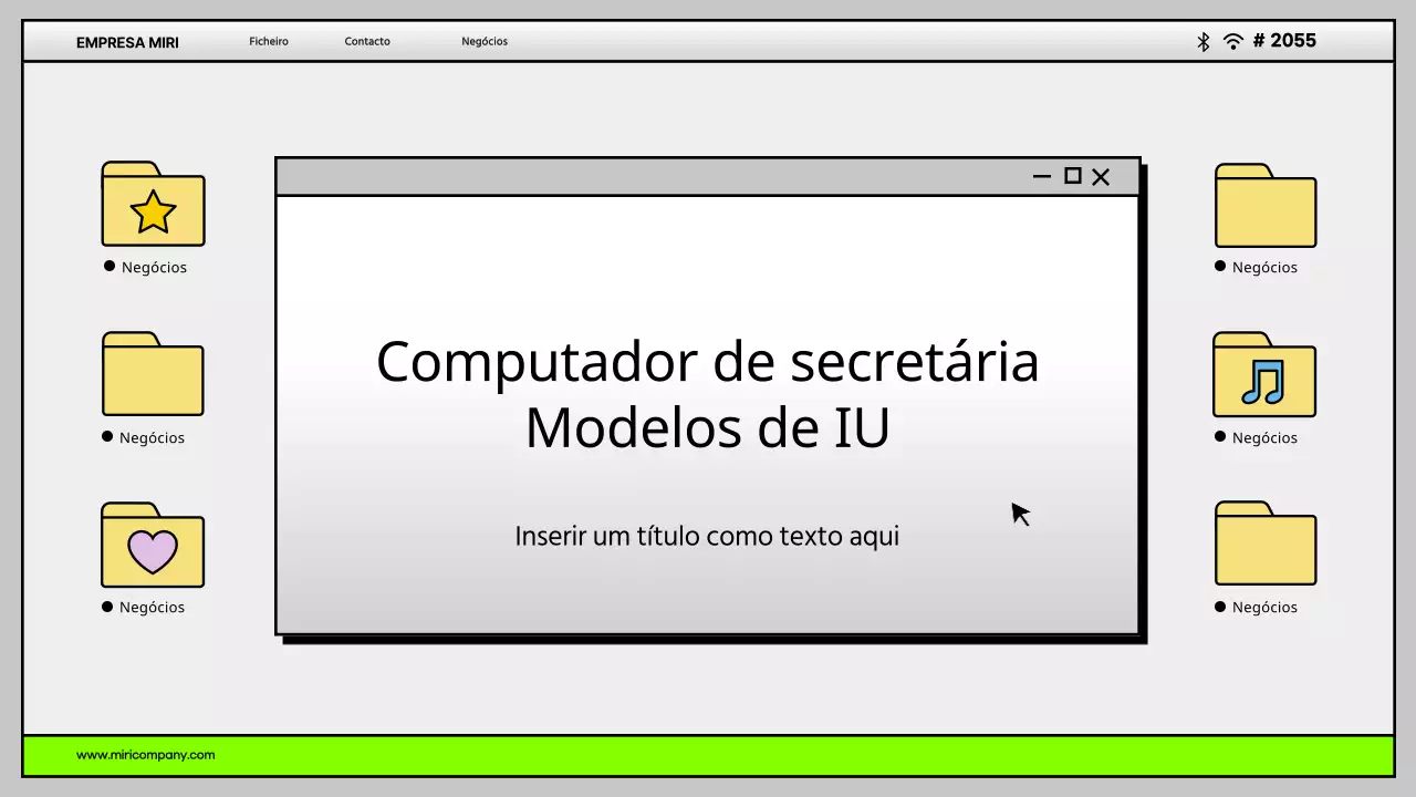 IU simples para computador de secretária em cinzento e chartreuse Perfil da empresa