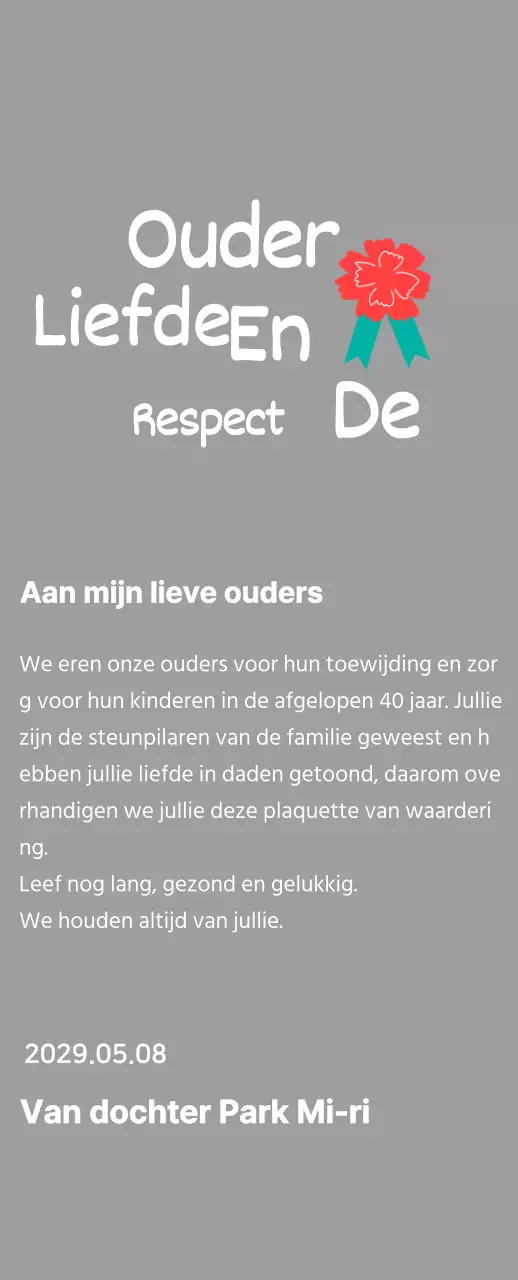 Moederdag kalligrafie met rode anjer illustratie