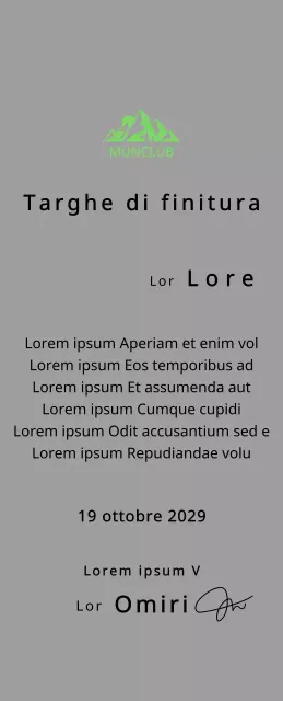 Targa per i finisher di un club di montagna con il concetto di logo del club e illustrazione di una montagna verde