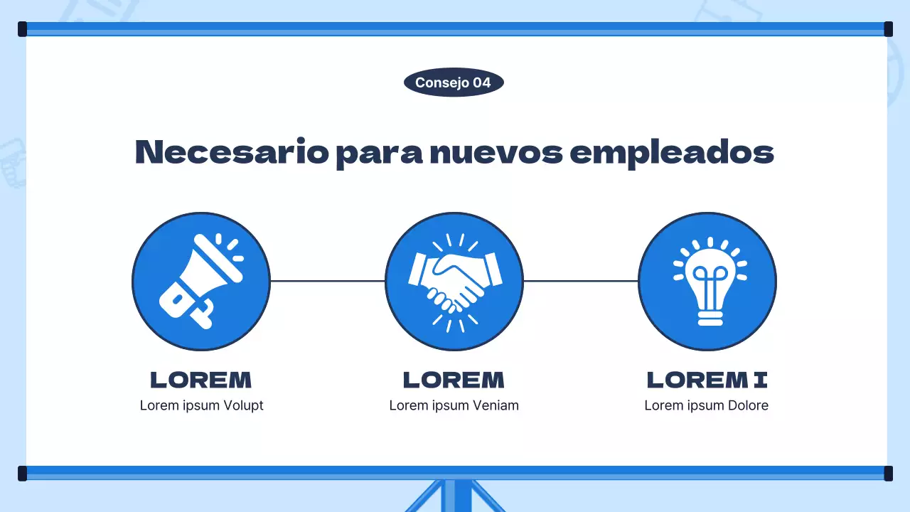 Moderno material de formación para nuevos empleados con fondo azul claro