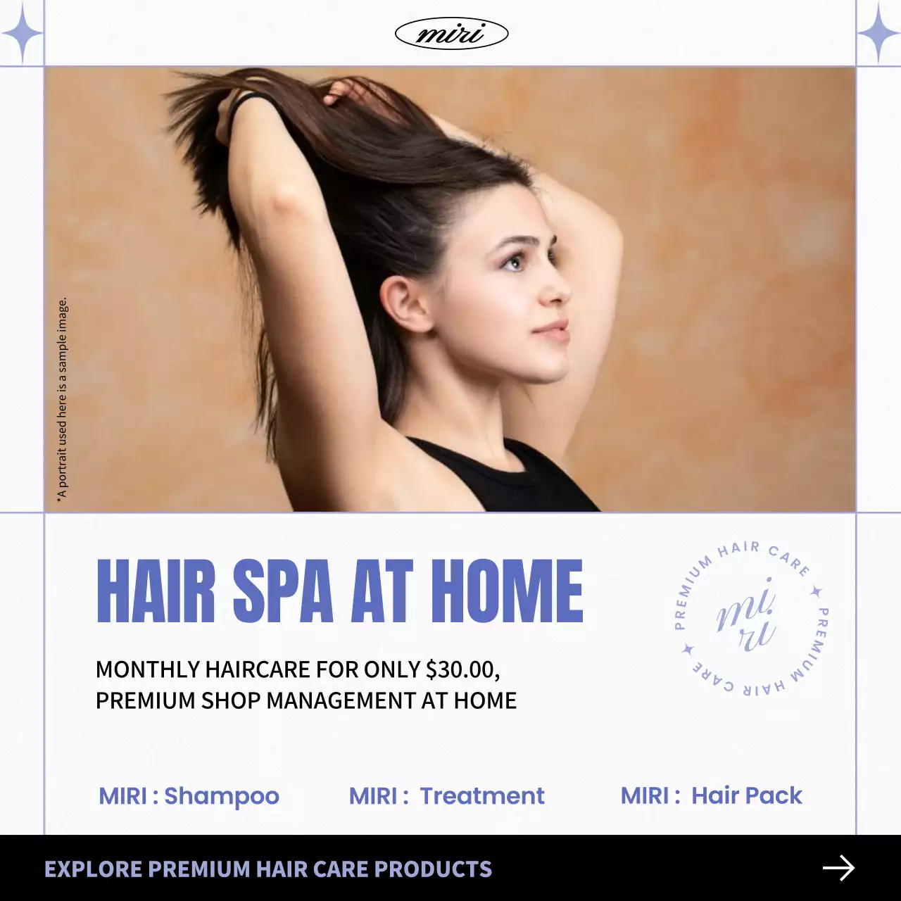 베이지 모던 헤어케어 프로모션 소셜 미디어 게시물