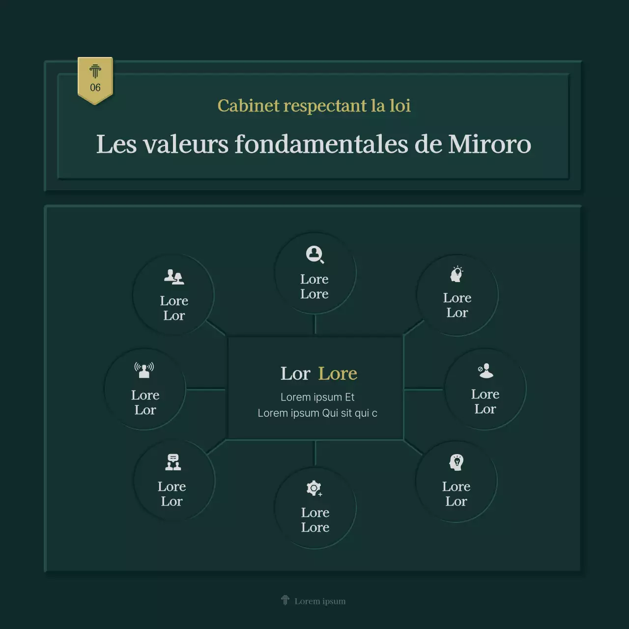 Profil simple d'un cabinet juridique en vert et jaune