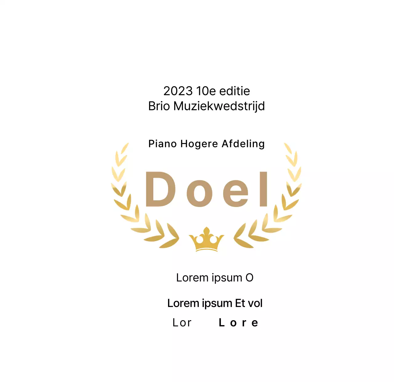 Wedstrijd concept winnaar plaquette met lauwer lijnen en kroon illustratie