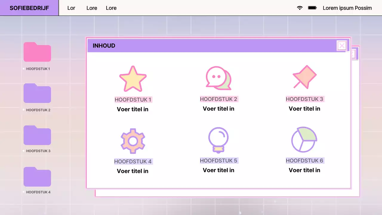 Retro browserontwerprapport in paars en roze