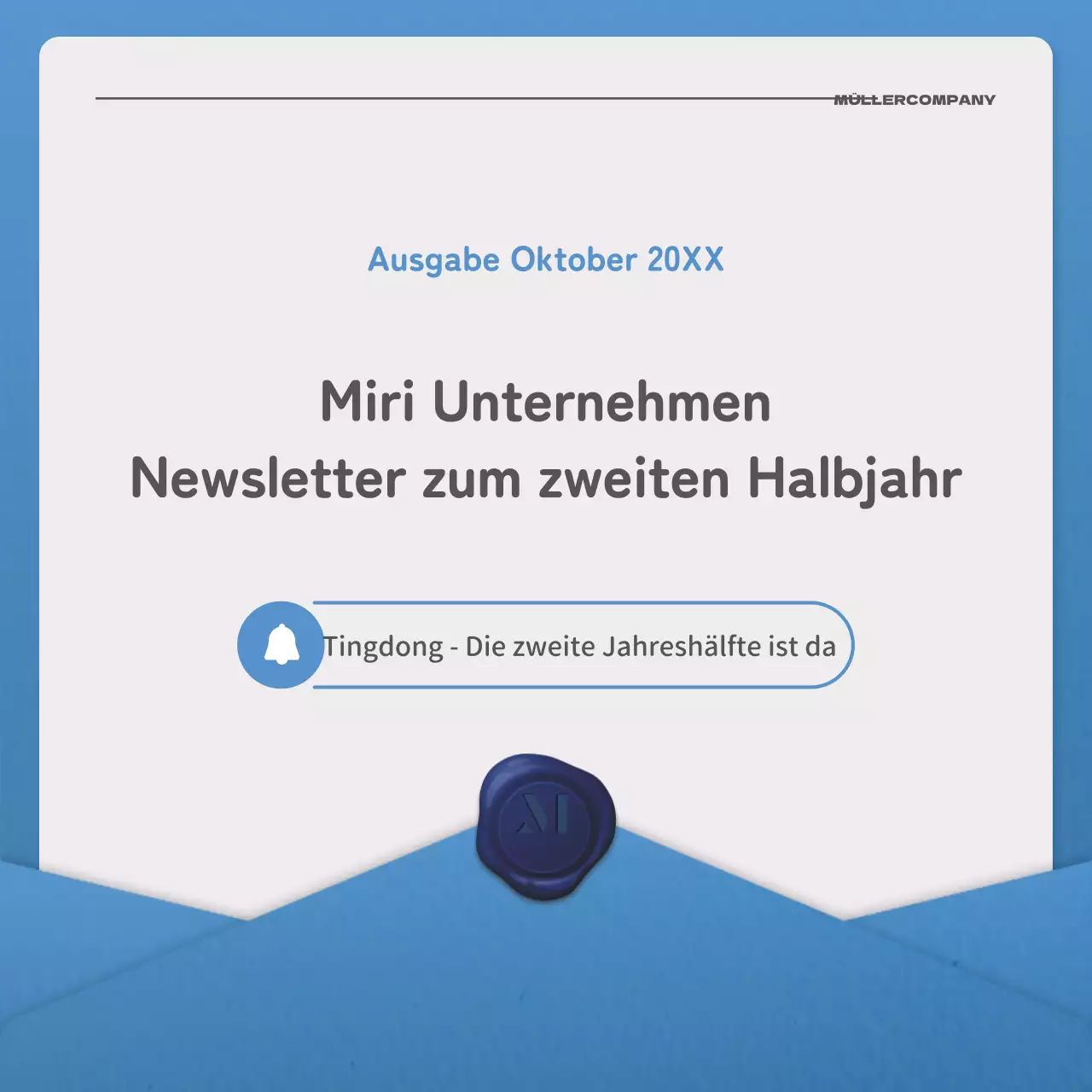 Ein einfacher Brief in blauer und marineblauer Newsletter-Post
