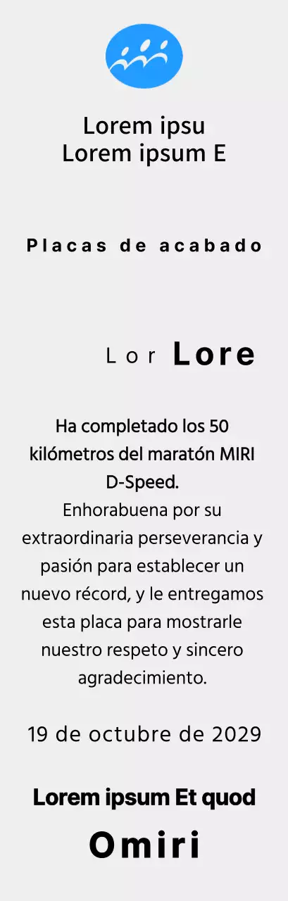 Placa de finisher concepto maratón con logotipo sencillo