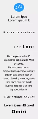 Placa de finisher concepto maratón con logotipo sencillo