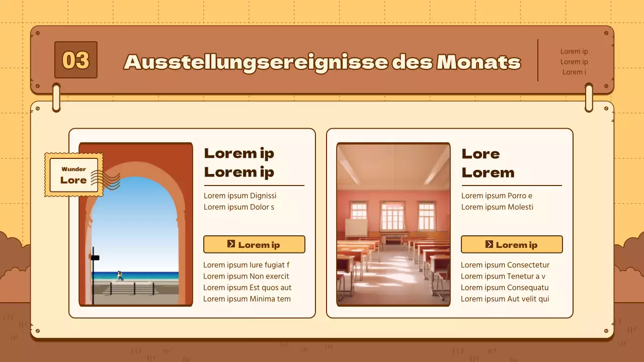 Ein einfacher gelber und brauner Newsletter für den Kulturtourismus