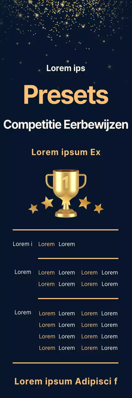 Promoot een wedstrijdinzending met een gouden draf op een marineblauwe achtergrond