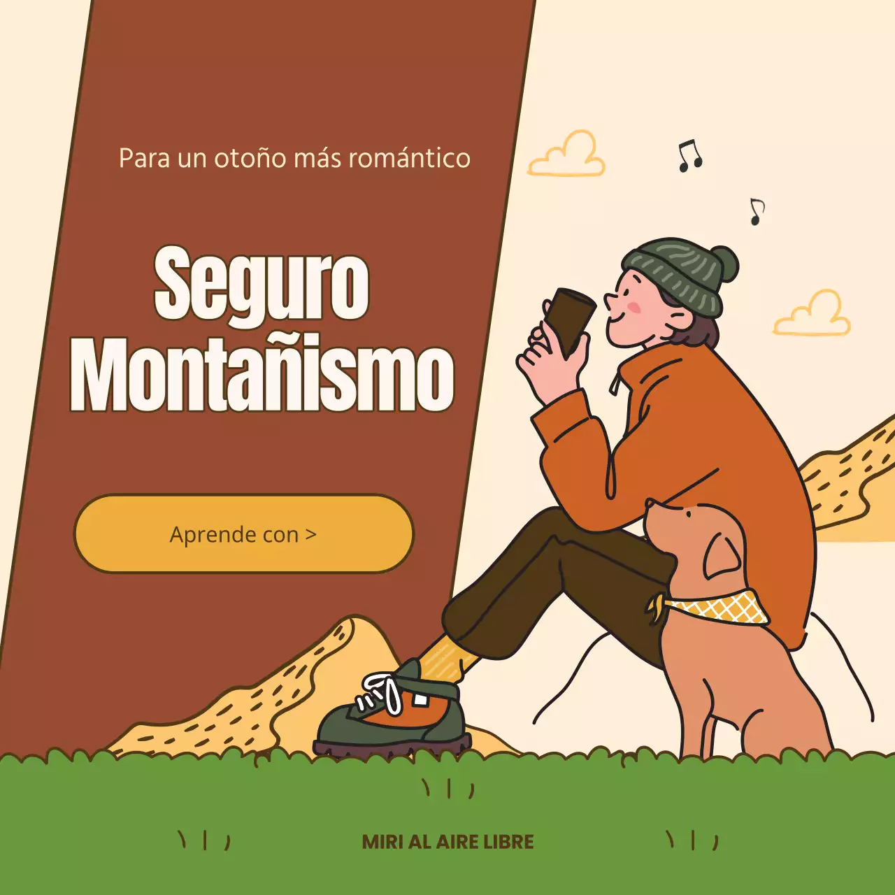 Guía de seguridad para el senderismo otoñal moderno en marrón y verde