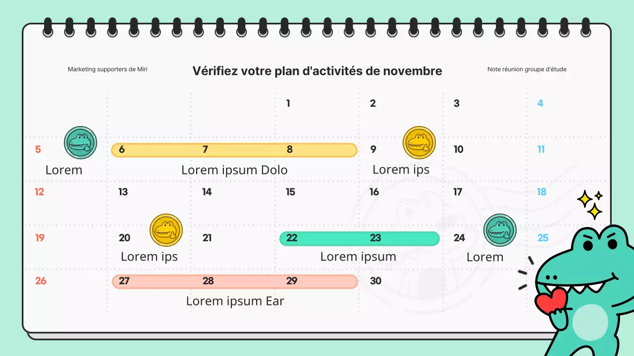 Présentation minimaliste d'une réunion d'étude en menthe et noir