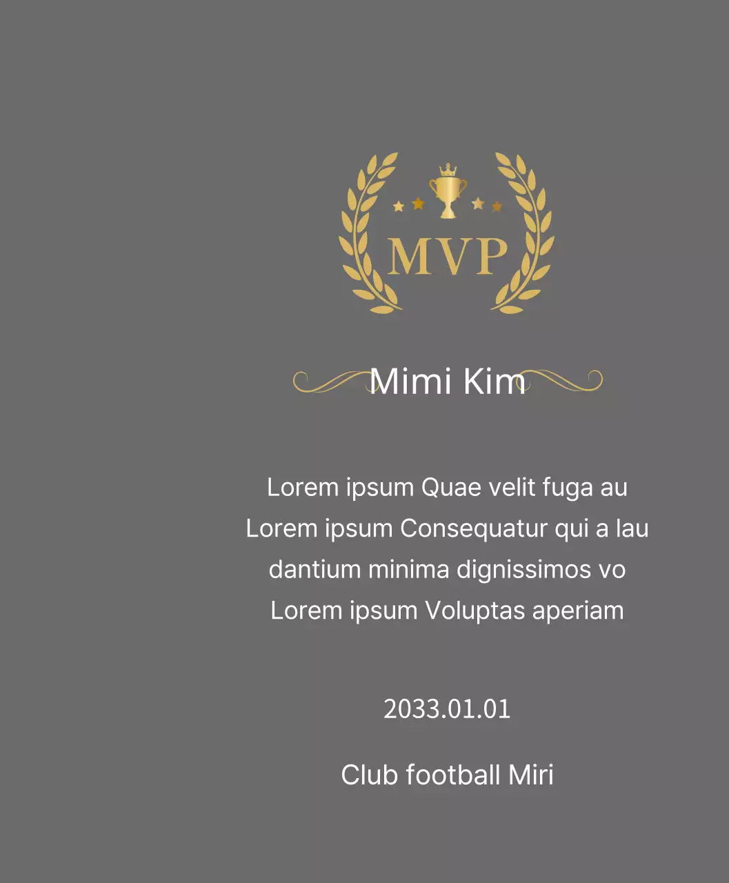 Plaque de championnat avec lauriers et trophée en or