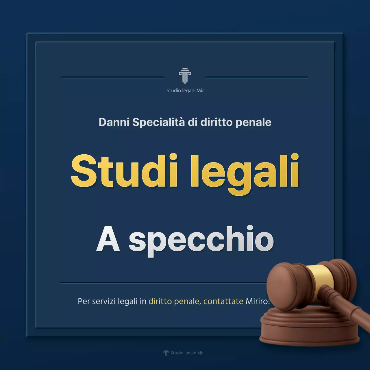 Un semplice profilo aziendale di uno studio legale in blu e giallo