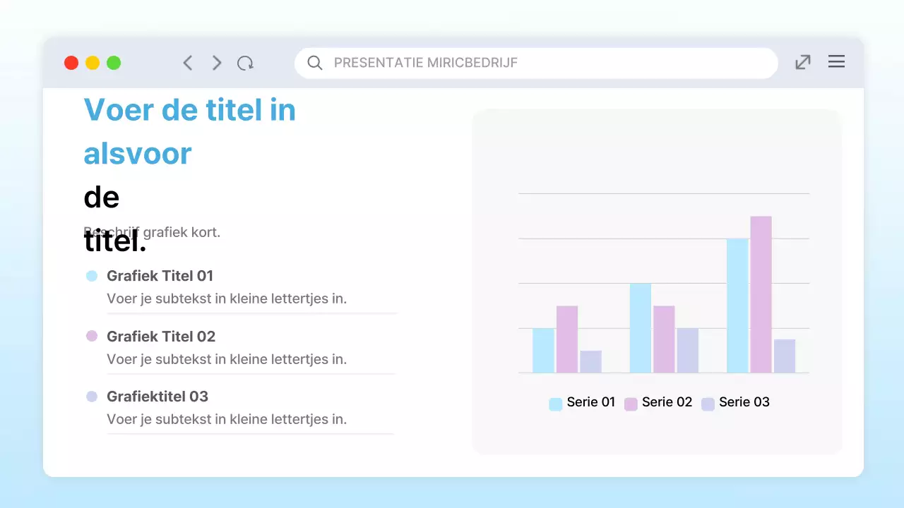 Presentatie op de trendy lichtblauwe PC-desktop UI