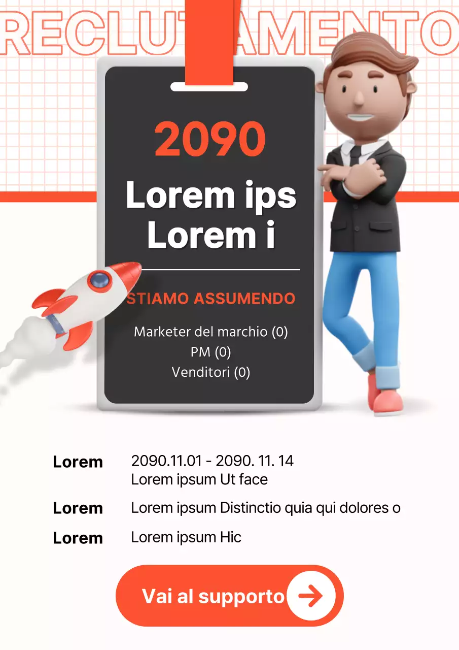 Un semplice annuncio di lavoro in bianco e arancio