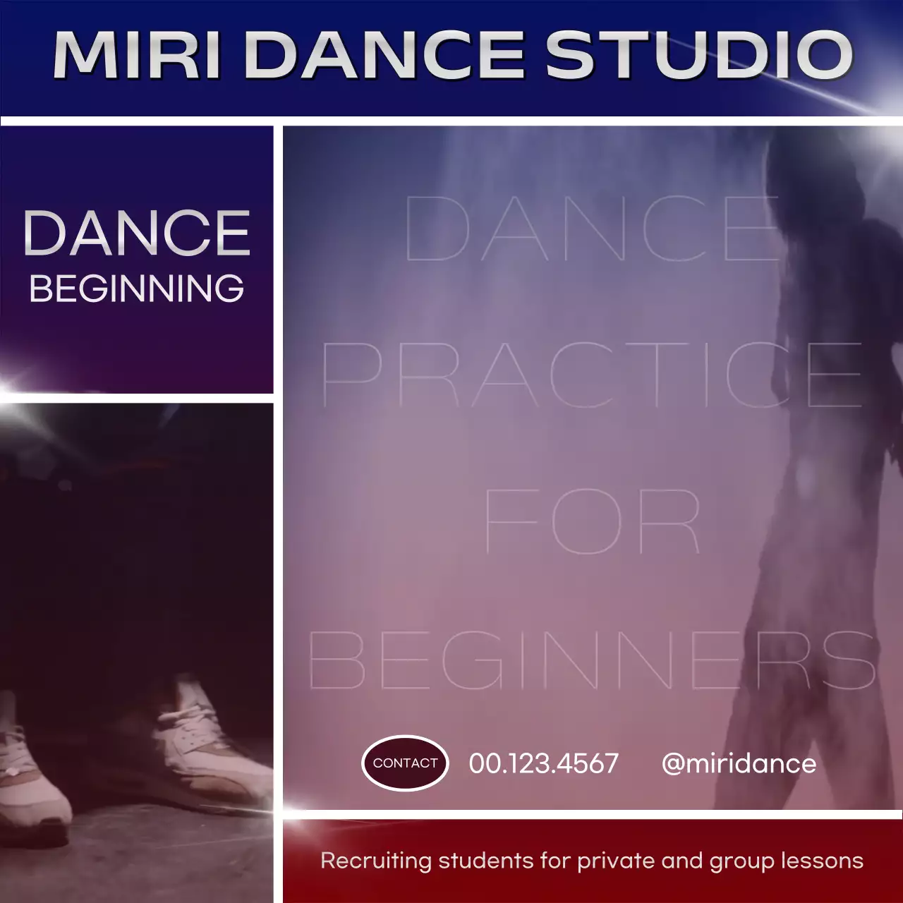 퍼플 모던 댄스 광고 소셜 미디어 게시물