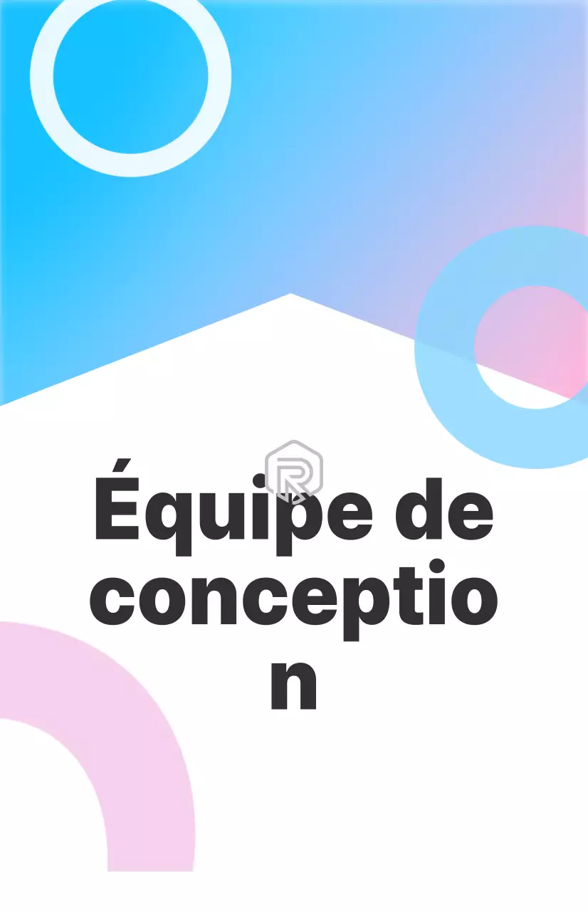 Un panneau de présentation de l'équipe de conception propre, blanc et codé par couleur